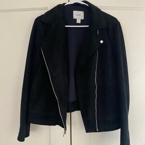Old Navy Faux Suede Black Moto Jacket - Medium